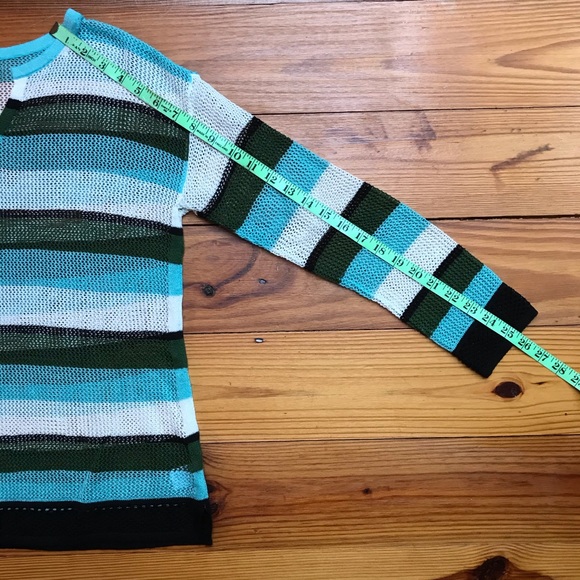 Talbots Teal Green White Striped Linen Sweater, EUC, SP - Picture 9 of 14